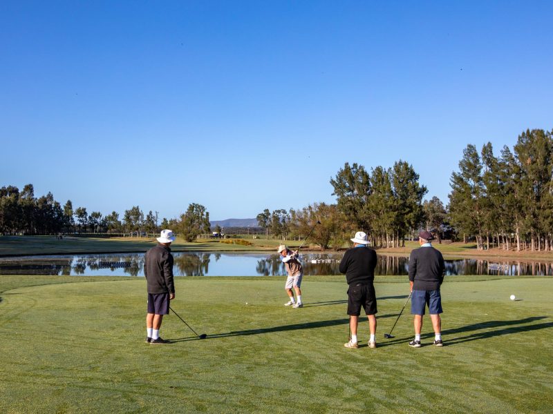 Friends enjoying a round of golf at the Hunter Valley Golf and Country Club