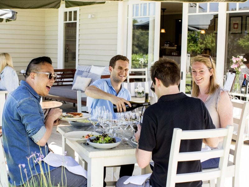 Friends dining at Muse Kitchen, Pokolbin, Hunter Valley